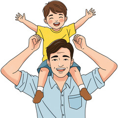 Father and son playing