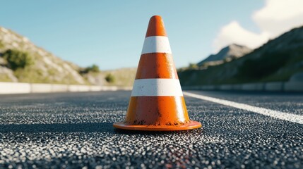 Animated icon of a traffic cone being placed on the road