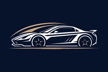Fototapeta premium car line art silhouette logo design. auto mobile sign and symbol.