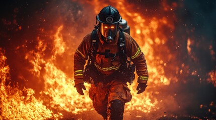 Naklejka premium Firefighter in action