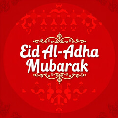 Eid al-Adha Mubarak, Festive Red Greeting Cards & Images for Celebration