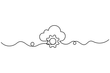 Cloud storage continuous one line drawing and minimalist design