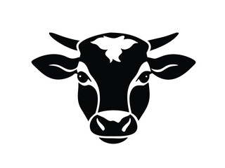 Vector illustration of the silhouette of a bull's head, silhouette of a bull's head, cow, cattle