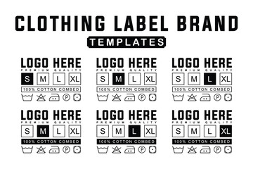 Clothing Label Template Set. Editable Apparel Care Instructions and Size Tags for Fashion Brands