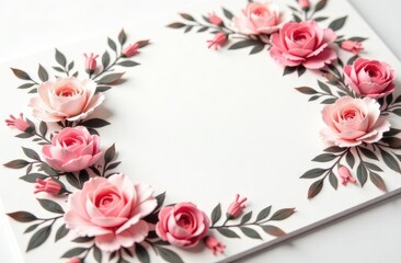 Hand drawn floral wedding invitation card template.