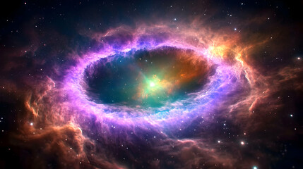 Cosmic nebula with a vibrant ring