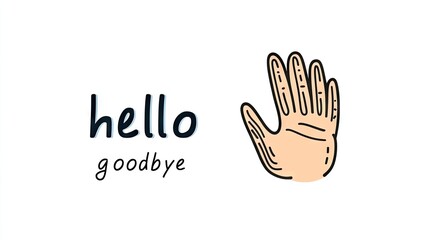 Obraz premium Simple hand graphic design with hello and goodbye