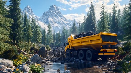  A truck dumping toxic waste into a secluded forest