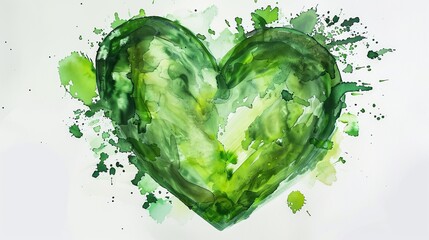 Obraz premium A vibrant green heart illustration symbolizes love for nature and the environment, showcasing creativity and artistic expression.