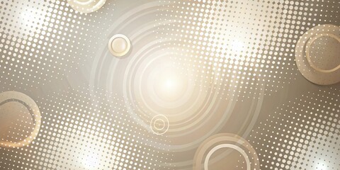 Abstract Beige and White Circular Design with Dotted Patterns