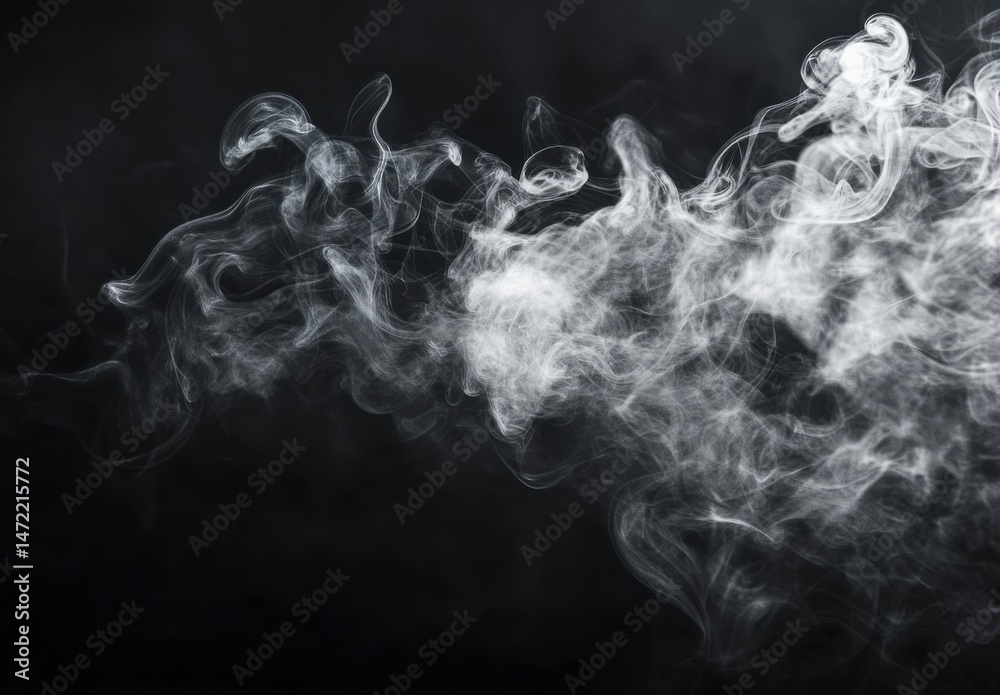 Poster Abstract swirling white smoke against a dark background, creating a dramatic and ethereal visual effect. Perfect for design projects needing a mysterious or moody atmosphere. : Generative AI