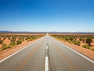 Obraz premium Desert Road Extends to Horizon in Australia