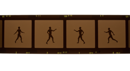 Isolated Film Strip with Silhouetted Figures in Motion