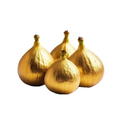 Obraz premium Four golden figs are arranged in a row
