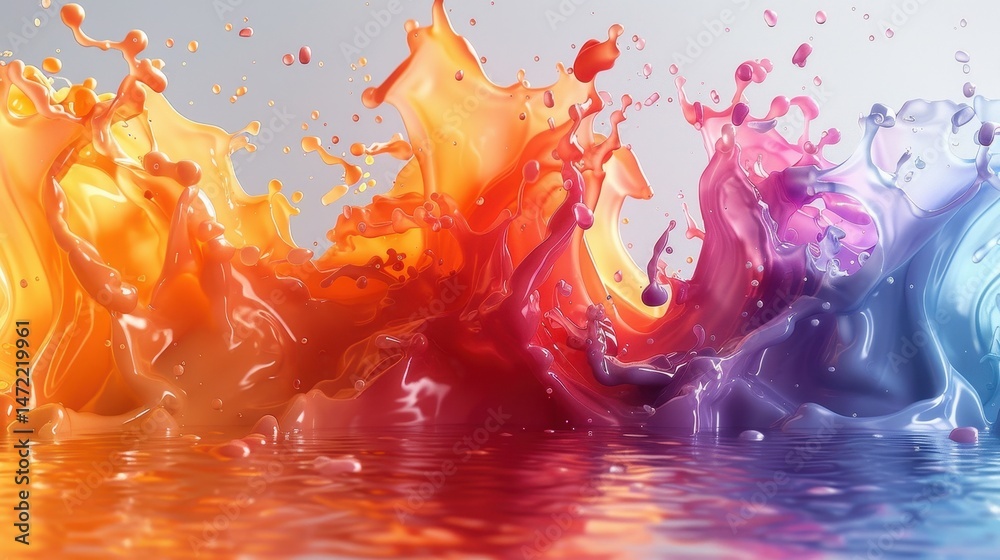 Poster vibrant color paint splashes abstract background