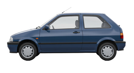 Isolated Blue Hatchback Car, Side View