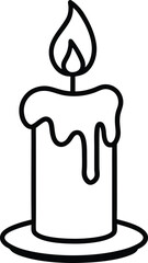 Spooky Halloween Candle Line Art Minimalist Dripping Wax Candle with Flame