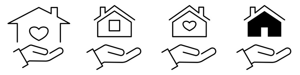 The Symbol of the company for the construction repair and maintenance of the house. Home icon set. Vector illustration. 