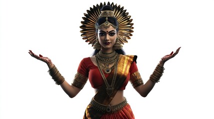 Fototapeta premium Indian goddess, regal poise, radiant beauty