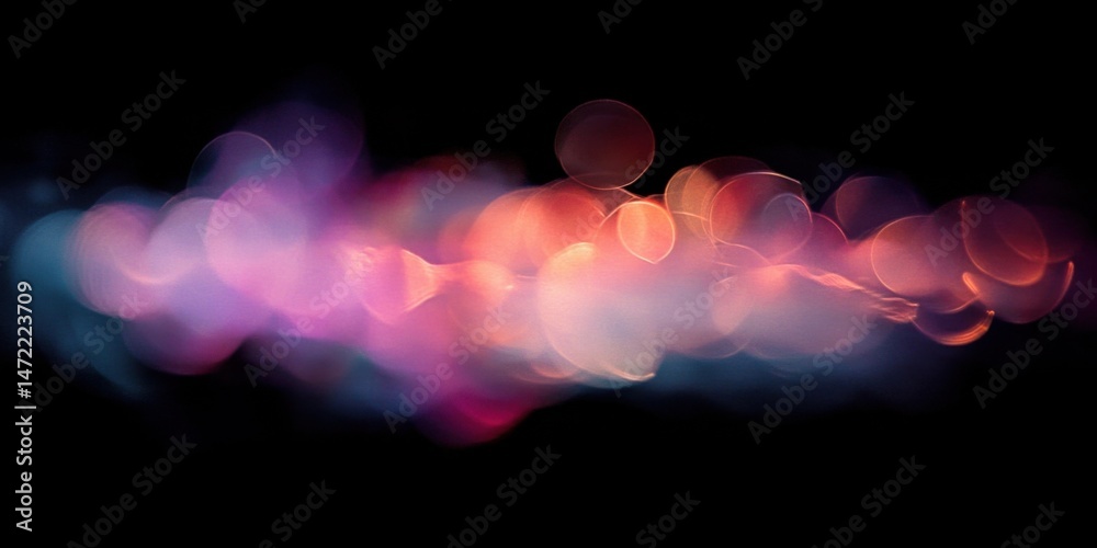 Aufkleber Abstract bokeh lightscape with pink, orange, and blue hues creating a dreamy, ethereal atmosphere, perfect for design backgrounds or artistic projects. : Generative AI