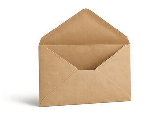 Open Brown Envelope Displaying Empty Interior on Transparent Background
