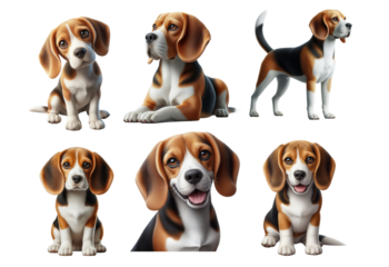 Beagle Puppies in Various Poses
