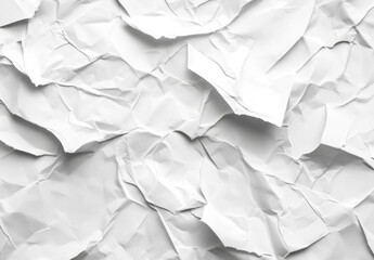 Obraz premium High-resolution image of crumpled white paper texture, showing detailed creases and folds, ideal for backgrounds or design elements. : Generative AI