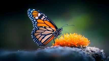 Fototapeta premium Monarch butterfly feasting on a flower