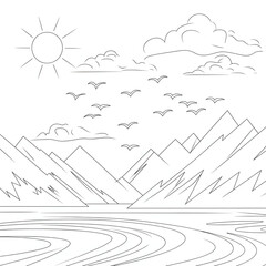 hand drawn vector illustration of the sun coloring page 