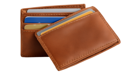 Slim leather wallet design with visible card organization