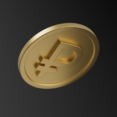 Ruble. Monetary sign Ruble. 3d illustration. Gold coin Ruble. Currency. Finance. Russian money