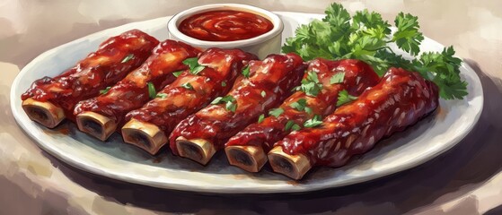 Deliciously seasoned ribs served on a plate.