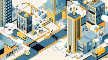 Fototapeta premium Futuristic Cityscape Smart City Logistics and Urban Development