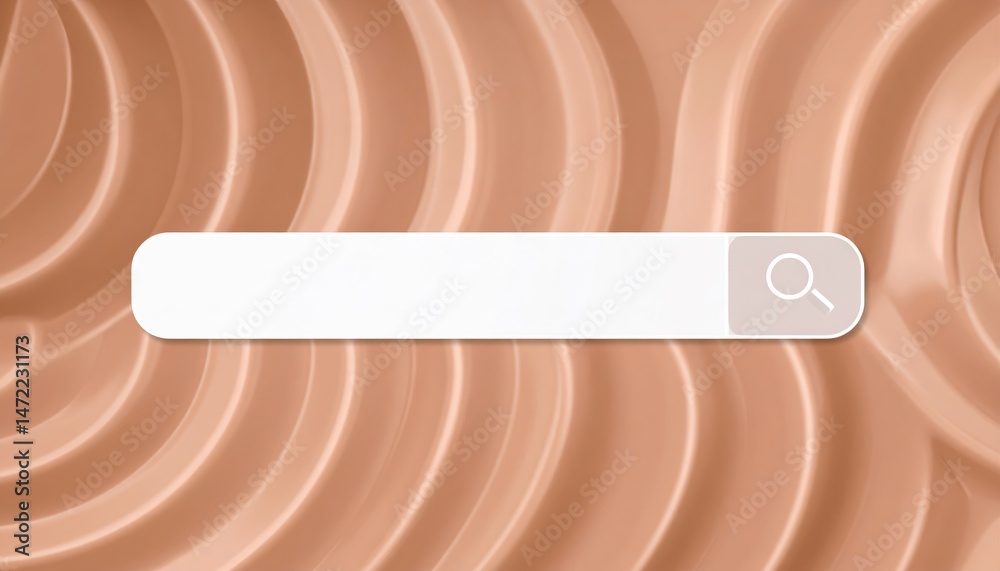 Poster white search bar on a textured beige background with wavy patterns, symbolizing exploration and digi