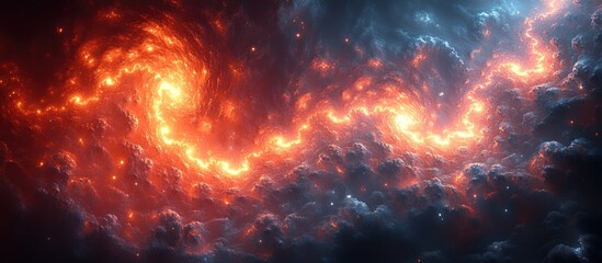 Fototapeta premium Fiery cosmic nebula swirling with energy