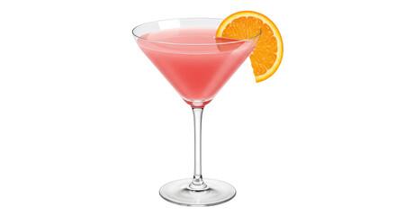 Isolated Cosmopolitan Cocktail with Orange Slice