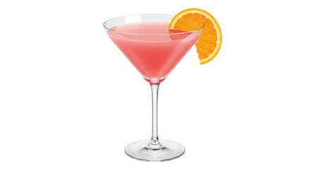 Isolated Cosmopolitan Cocktail with Orange Slice