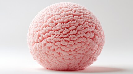 A 3D rendering of a lychee-flavored ice cream scoop with delicate texture, on a white background 