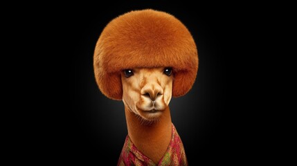 Llama with fashionable haircut: A humorous portrait of a llama sporting a vibrant, precisely styled haircut.