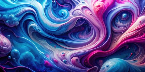 Fototapeta premium Abstract Swirling Fluid Paint in Vibrant Hues of Blue, Pink, and Purple