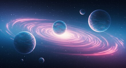 Vibrant Sci-Fi Universe with Glowing Space Elements