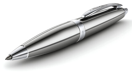 A silver pen with a black tip