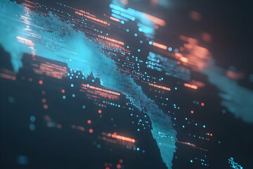 Global data flow visualized on a digital map