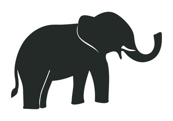 Elephant Silhouette Vector Isolated on White Background