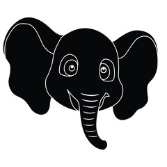   elephant head vector illustration outline