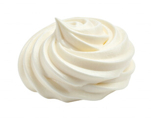 Swirled Whipped Cream Isolated on White, Delicious Dessert Ingredient for Baking, Culinary Art and Festive Decorations