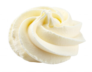 Swirled Cream Decoration Isolated on White Background, Creamy Texture, Food Photography Perfect for Recipes and Dessert Designs