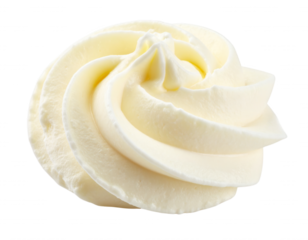 Swirled Cream Decoration Isolated on White Background, Creamy Texture, Food Photography Perfect for Recipes and Dessert Designs