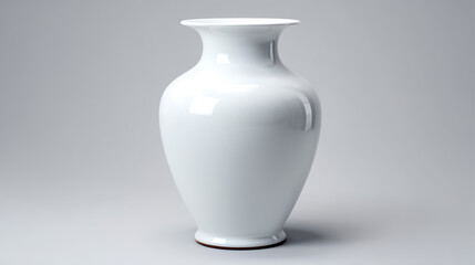 The pristine white ceramic vase, with its gracefully curved shape, stands elegantly against a neutral background, showcasing its simple beauty and smooth texture.