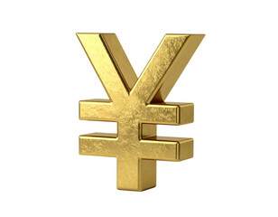 Obraz premium Shiny Gold Yen Symbol Isolated on White Background Representing Currency and Finance